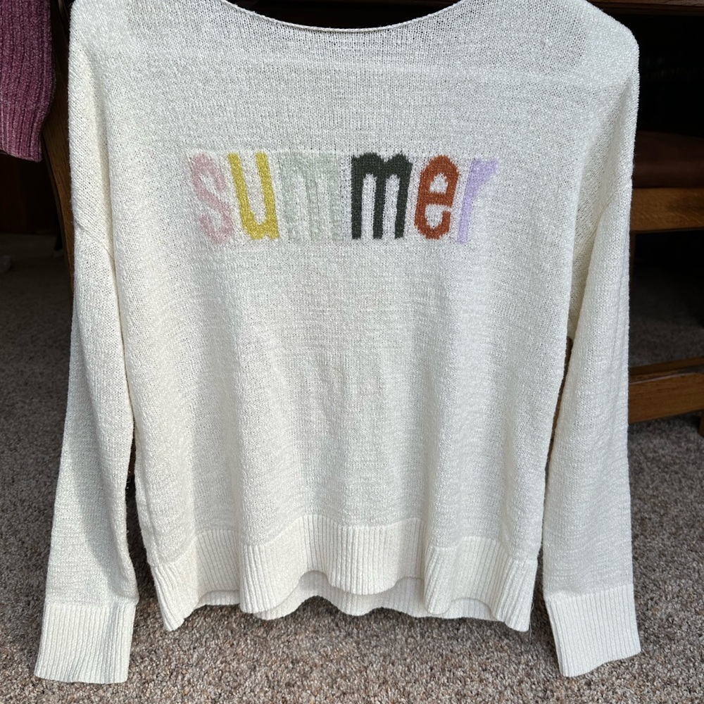 Cream Sweater with Multicolor 'Summer' Design